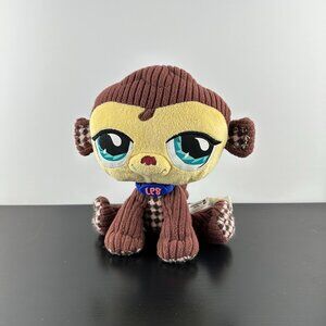 Littlest Pet Shop Brown Monkey Plush Stuffed Animal Toy Hasbro 8” LPS Collar